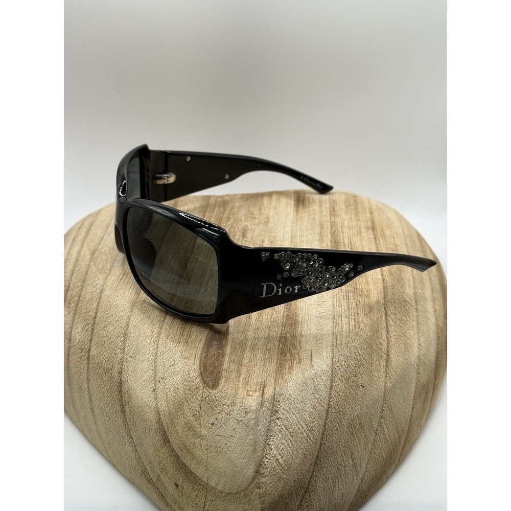 Vintage Christian Dior Strassy Swarovski Crystal Sunglasses Black Y2K Celebrity - Picture 9 of 13
